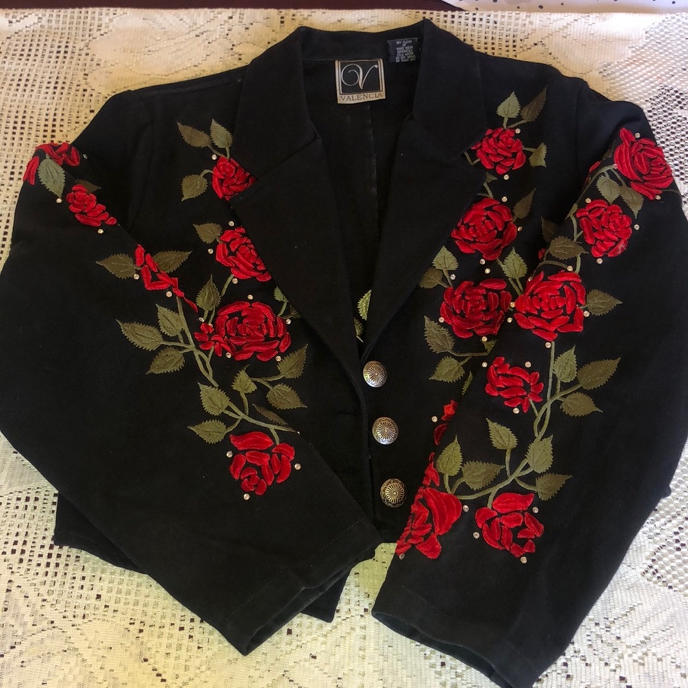 Black Jean Rose Jacket XL
